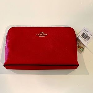 Coach Pebbled Leather Clutch Red Currant NWT
